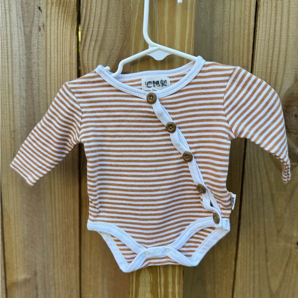 Rabbit and Bear Organic Cotton Brown Striped One Piece